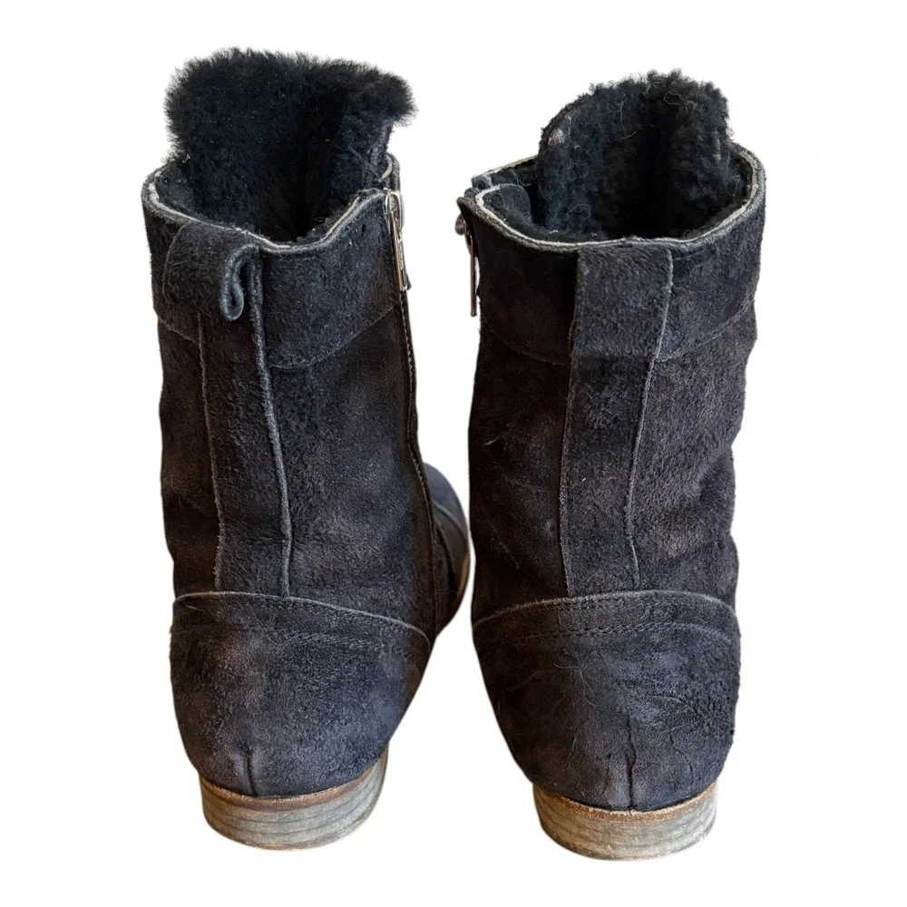 AllSaints Spitalfields Jacks Place Black Suede Shearling Combat Boots Mens 44